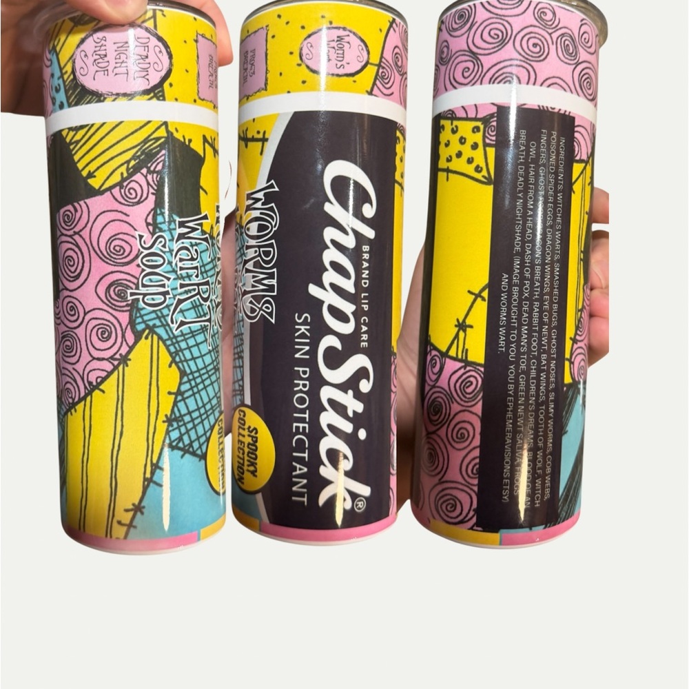 Nightmare before Christmas inspired chapstick sublimation tumbler
